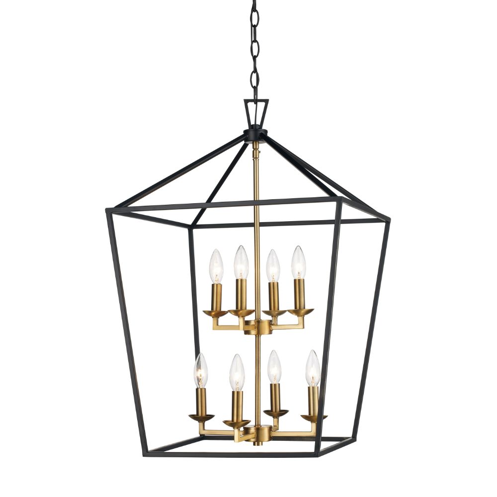 Trans Globe Lighting 10268 BK/AG 8LT Bird Cage Pendant in Black/Antique Gold